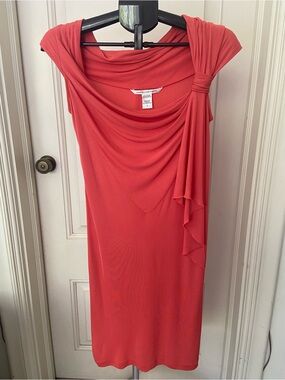 DVF Diane Von Furstenberg Feels like 4 Coral Draped Midi Dress